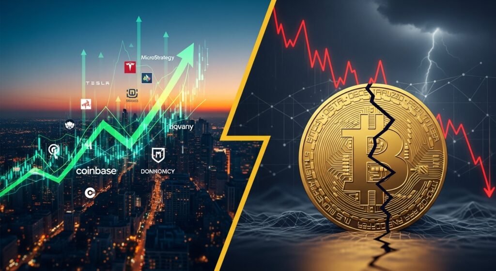 Crypto Stocks Split as Bitcoin Miners Surge Higher Crypto Stocks Split as Bitcoin