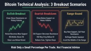 Bitcoin technical analysis breakout scenarios: bullish, bearish, and range-bound