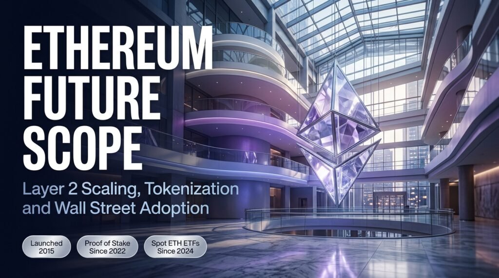 Ethereum (ETH) Future Scope: Layer 2 Scaling, Tokenization, and Wall Street Adoption Ethereum future scope covering Layer 2 scaling, tokenization, and Wall Street adoption