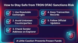 TRON OFAC sanctions safety checklist for TRX holders: use reputable exchanges, check sender addresses and keep records